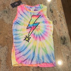 Tie dye lightning bolt tank top